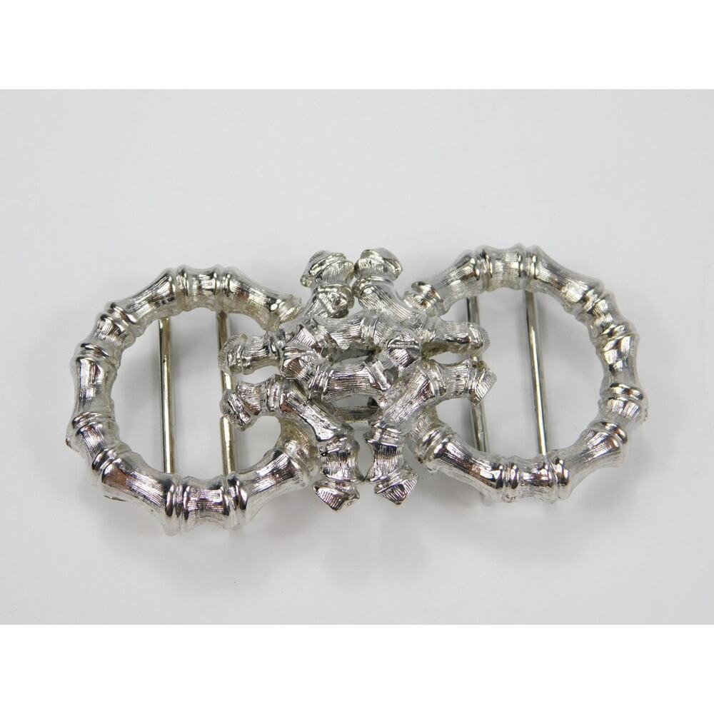 VTG MIMI di N 1974 Belt Buckle Bamboo Circles Silver Tone 70s Women's